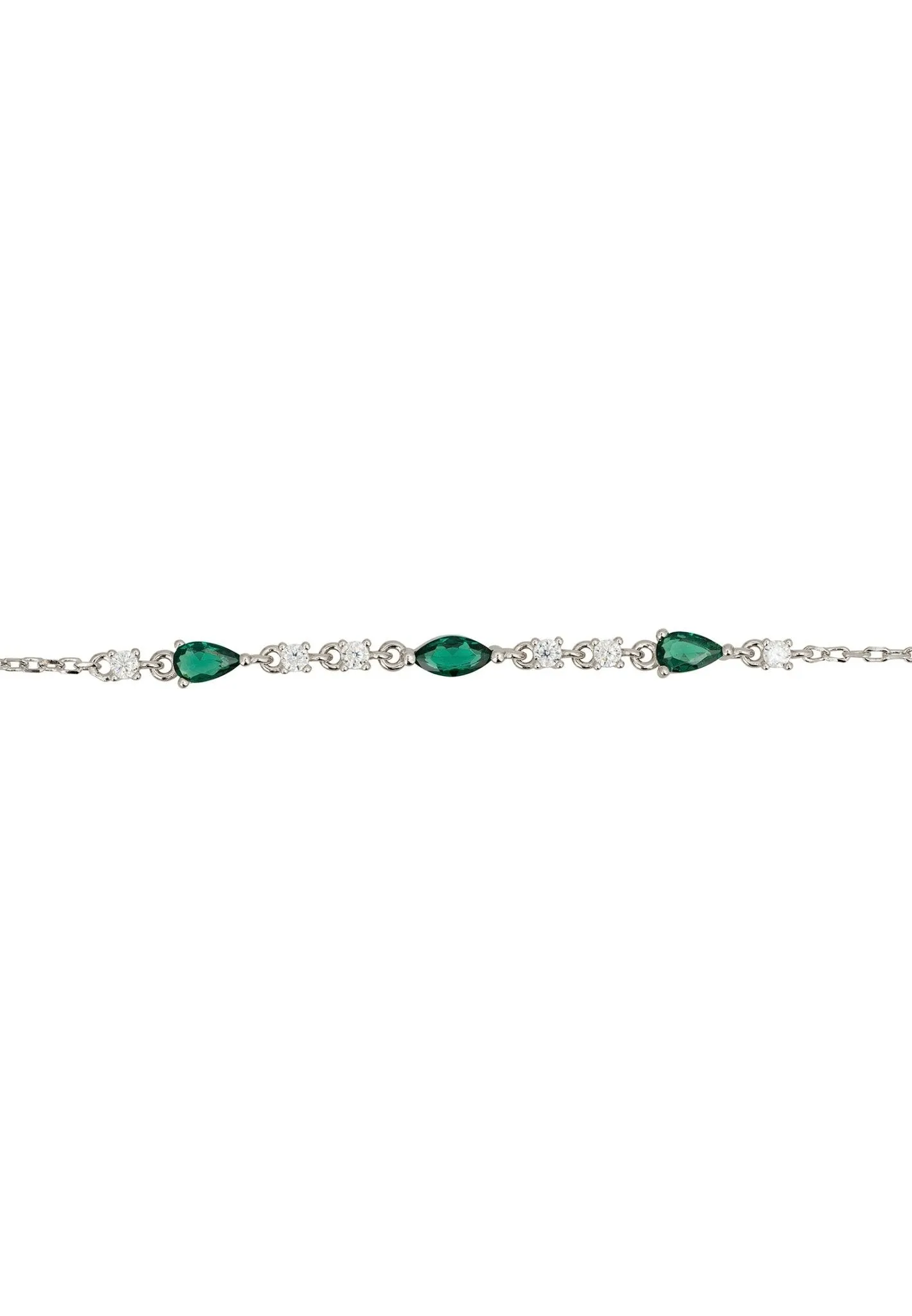Olivia Gemstone Bracelets Silver Emerald & White Cz