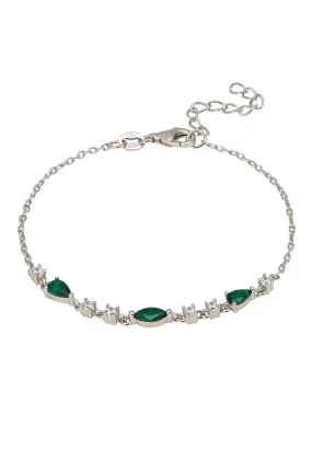 Olivia Gemstone Bracelets Silver Emerald & White Cz