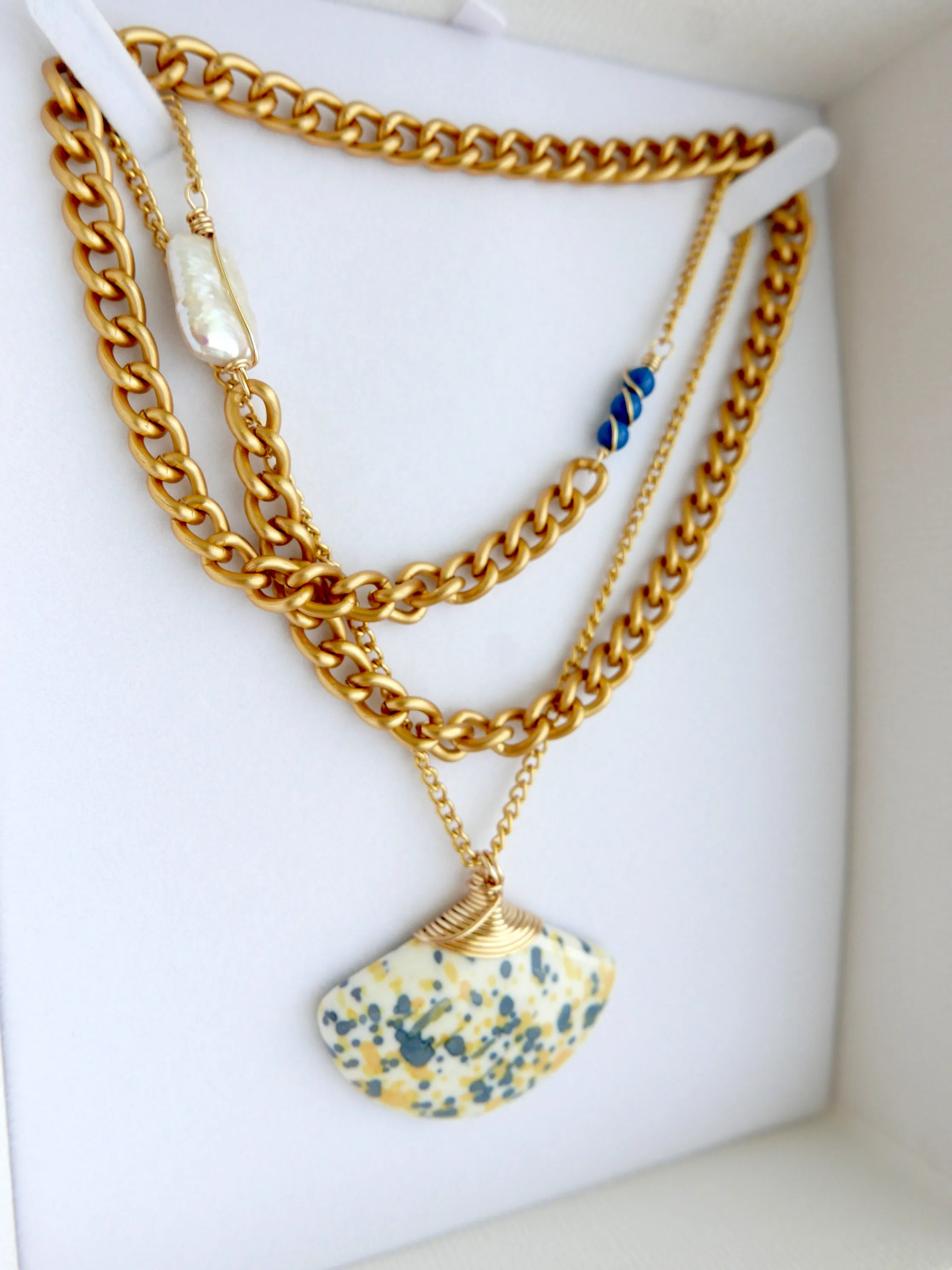 One Little Drop - Blue & Yellow Necklace