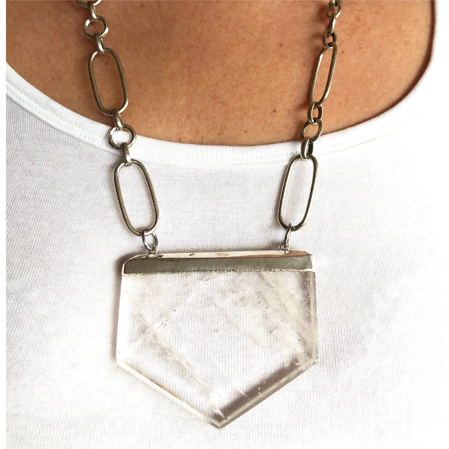 One of a kind crystal necklace with solid silver chain  necklaces