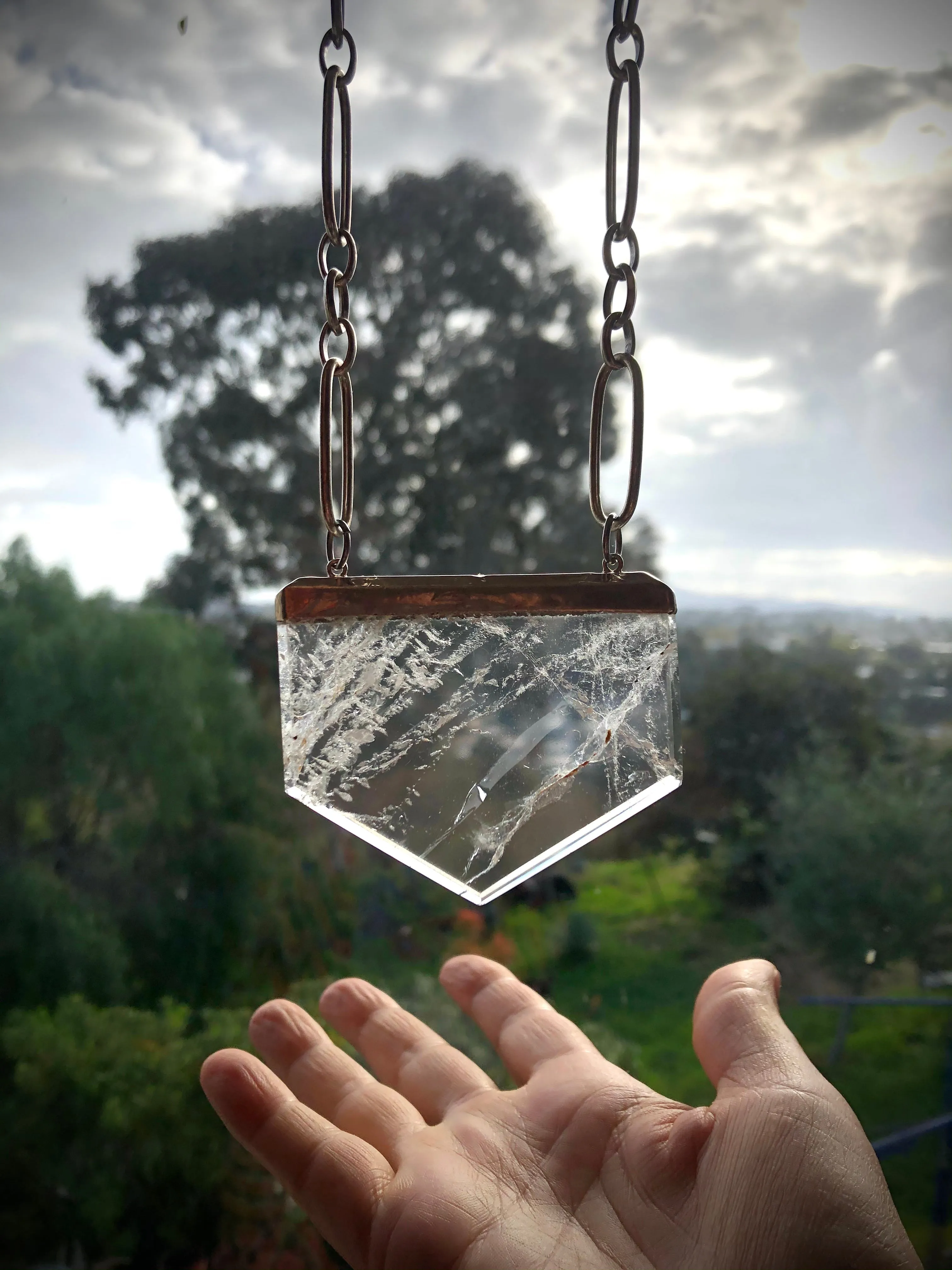 One of a kind crystal necklace with solid silver chain  necklaces