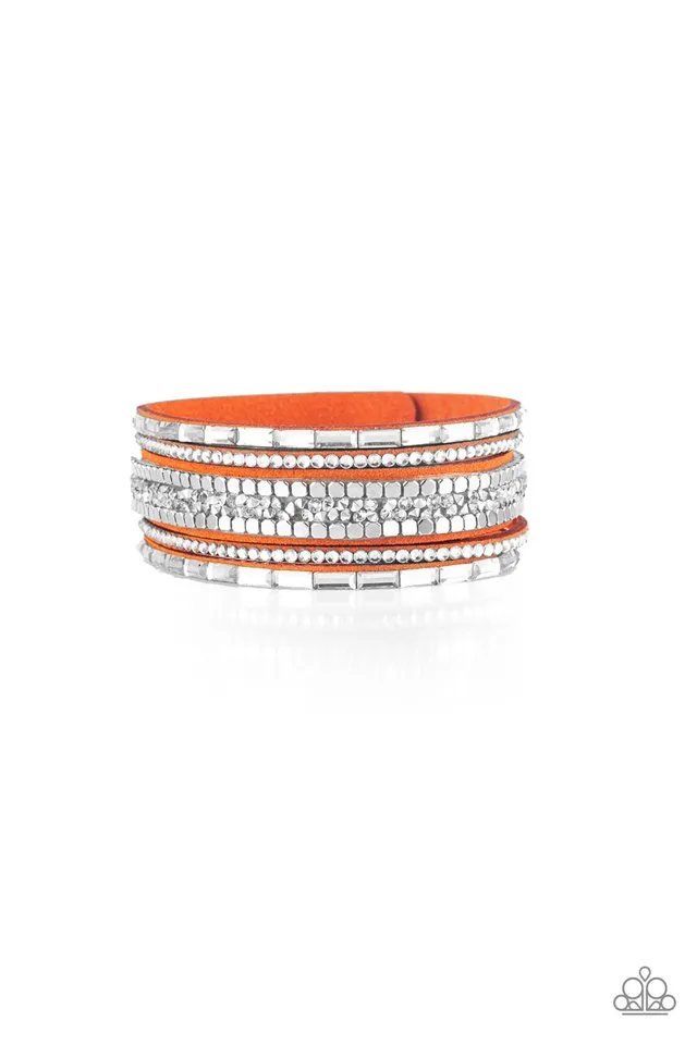 Paparazzi Bracelet ~ Rebel In Rhinestones - Orange