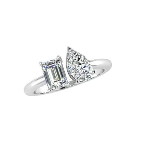 Pear and Emerald Diamond Open Ring