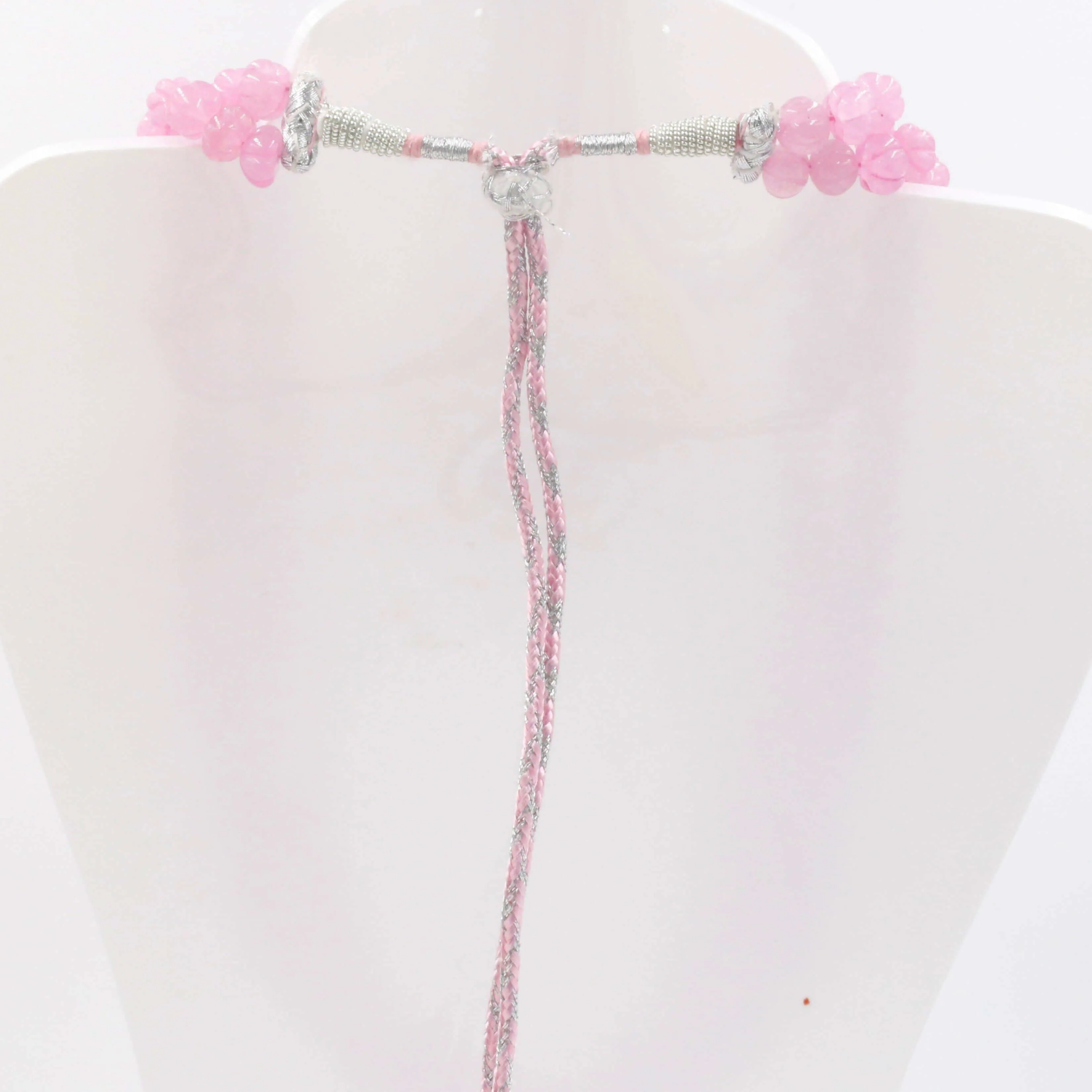 Pink Pumpkin Necklace Quartz Necklace Carved Pumpkin Necklace Natural Pink Quartz Pumpkin Shaped Beaded Necklace SKU 6141182, SKU 6141183