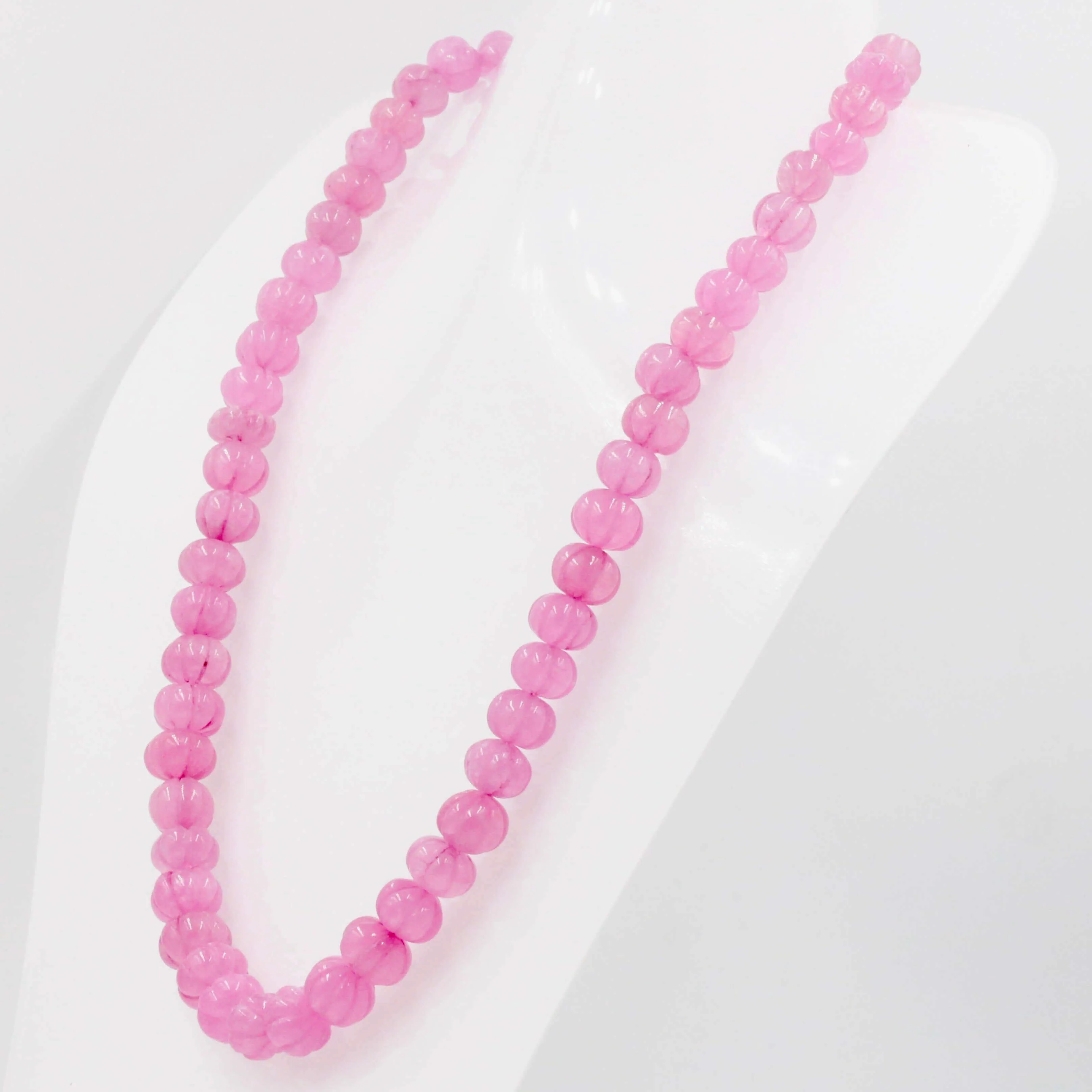 Pink Pumpkin Necklace Quartz Necklace Carved Pumpkin Necklace Natural Pink Quartz Pumpkin Shaped Beaded Necklace SKU 6141182, SKU 6141183