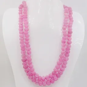 Pink Pumpkin Necklace Quartz Necklace Carved Pumpkin Necklace Natural Pink Quartz Pumpkin Shaped Beaded Necklace SKU 6141182, SKU 6141183