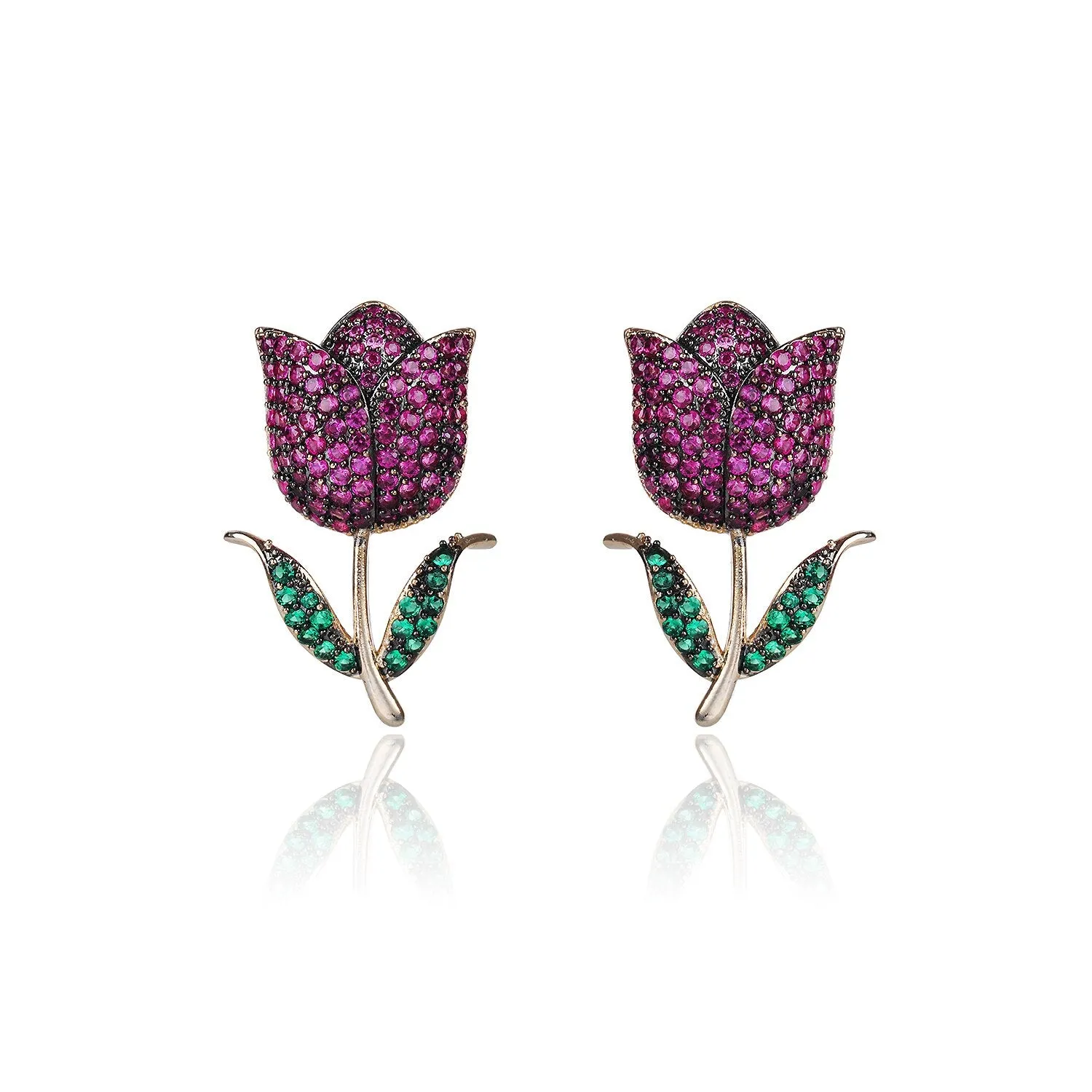 Popular S925 Silver Needle Cubic Zircon CZ Crystal Tulip Earrings Birthday Party Wedding Gift Fine New Jewelry CE11469