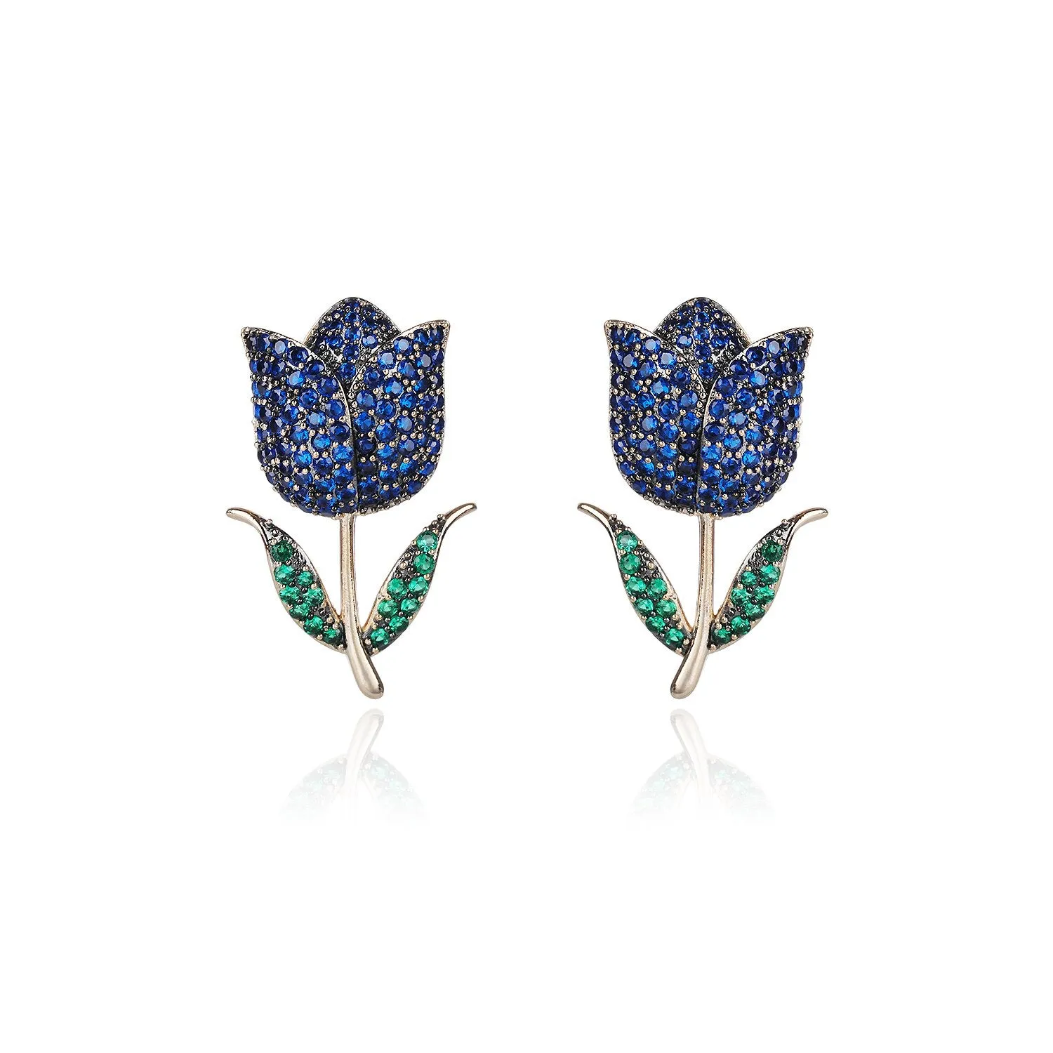 Popular S925 Silver Needle Cubic Zircon CZ Crystal Tulip Earrings Birthday Party Wedding Gift Fine New Jewelry CE11469