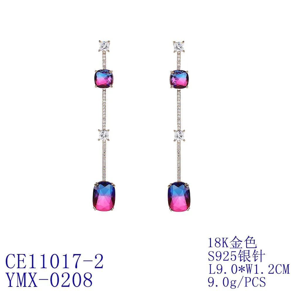 Popular S925 Silver Needle Cubic Zircon CZ Crystals Earrings Birthday Party Wedding Gift Fine New Jewelry CE11017