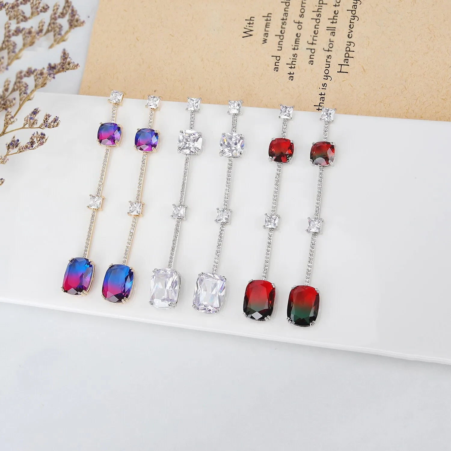 Popular S925 Silver Needle Cubic Zircon CZ Crystals Earrings Birthday Party Wedding Gift Fine New Jewelry CE11017