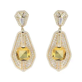 Pre Order: Square Diamond Fan-Shaped Inlaid Zircon Earrings