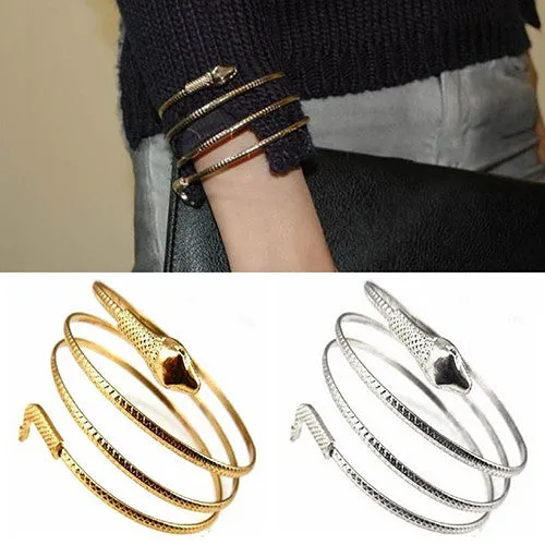 Punk Fashion Coiled Snake Spiral Upper Arm Cuff Armlet Armband Bangle Bracelet