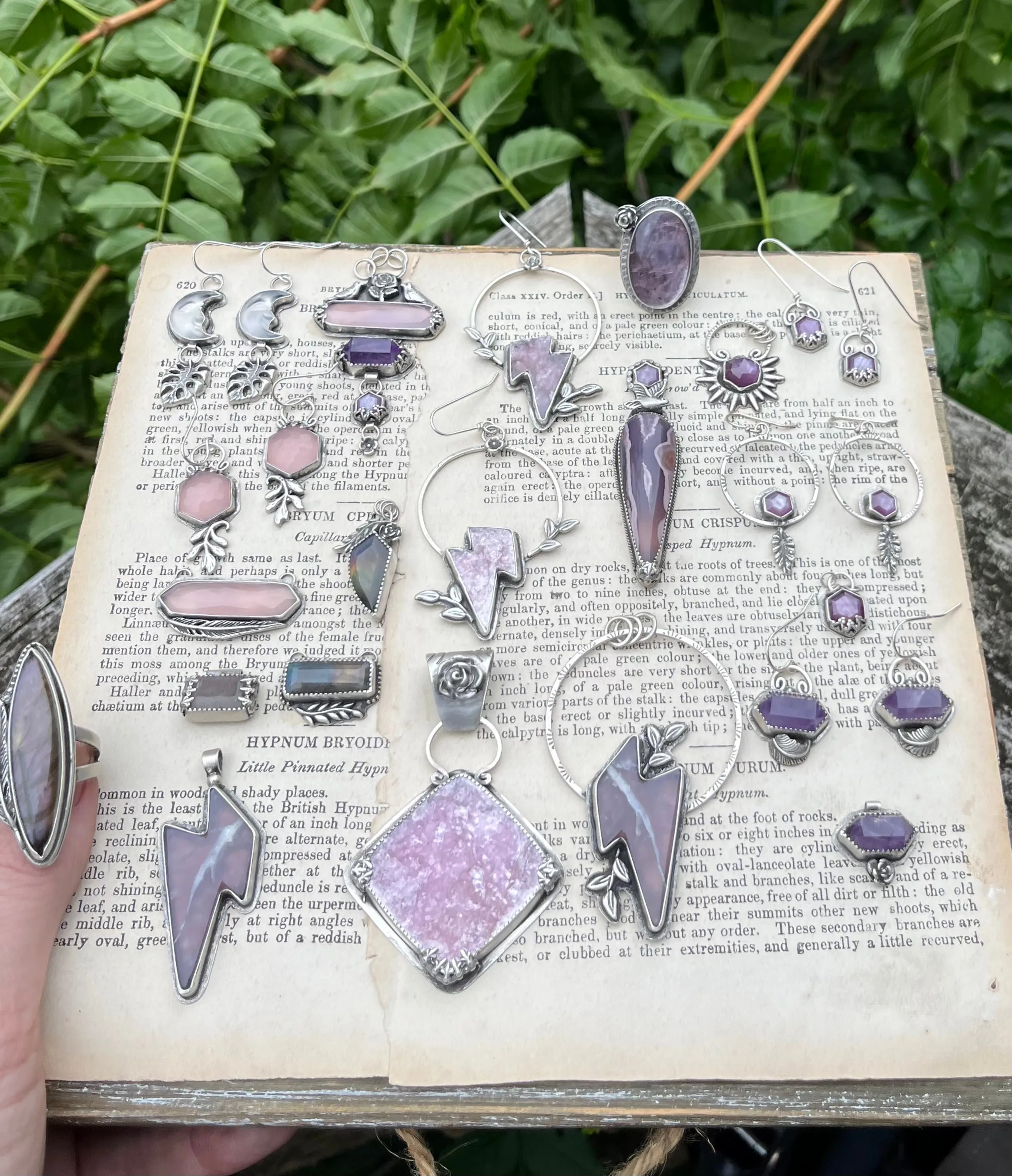 Purple Agate Lightning Bolt Necklace