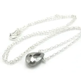 Pyrite Necklace on Sterling Silver Chain with Sterling Silver Spring Ring Clasp
