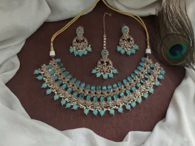Radiate Regal Grandeur Uncut Polki Stones Mehandi Choker Set with Matching Accessories