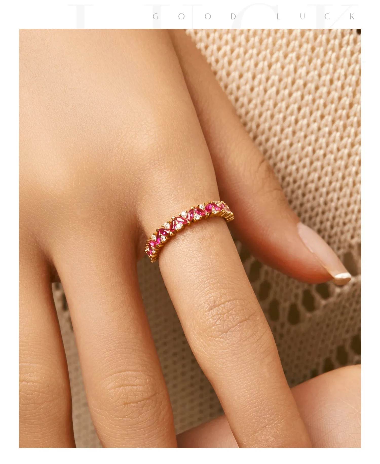 Rainbow Stackable Gold Ring