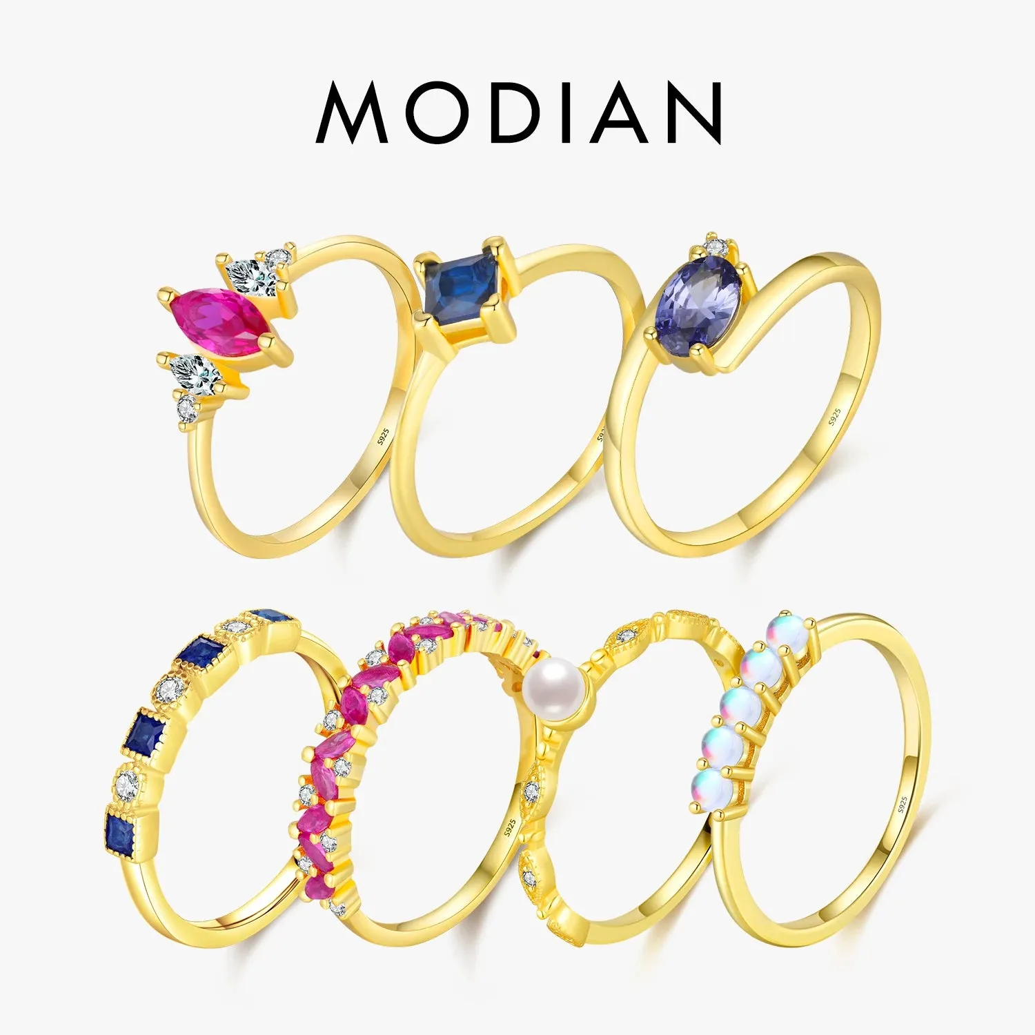 Rainbow Stackable Gold Ring