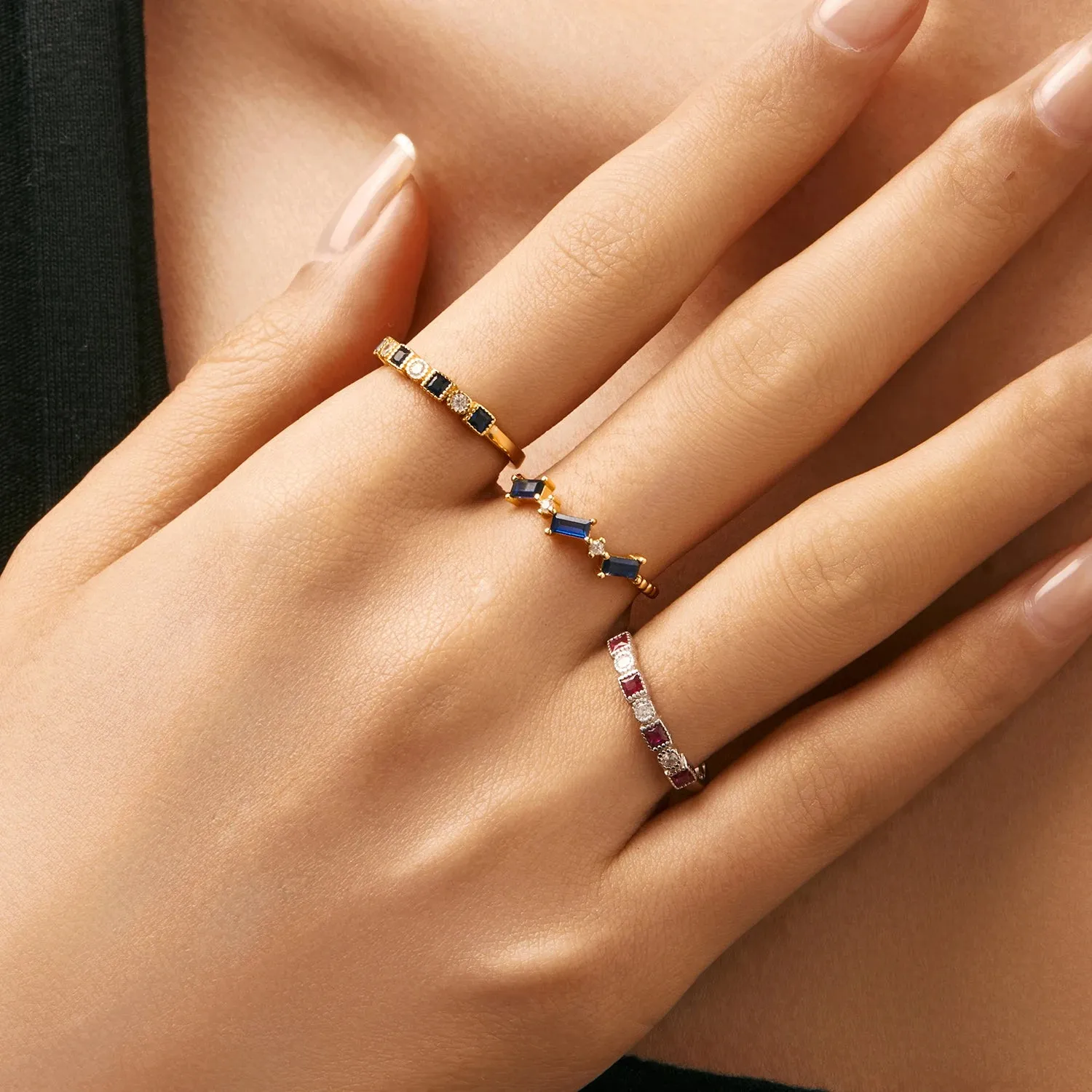 Rainbow Stackable Gold Ring