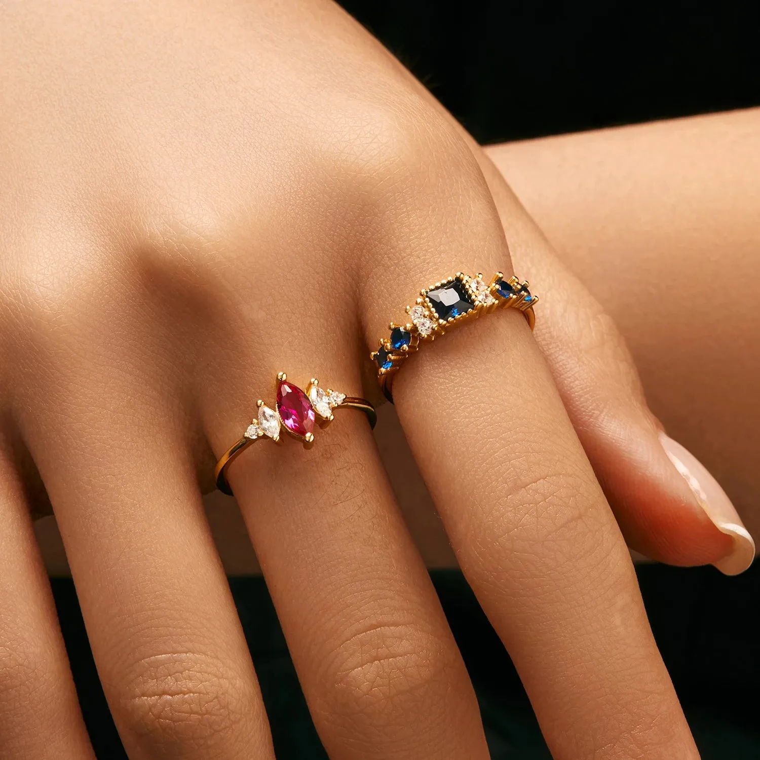 Rainbow Stackable Gold Ring