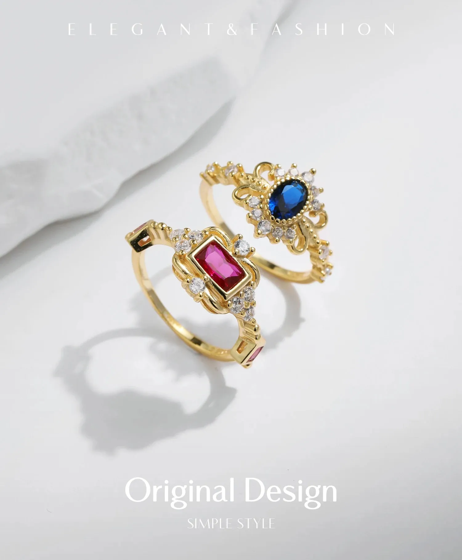 Rainbow Stackable Gold Ring