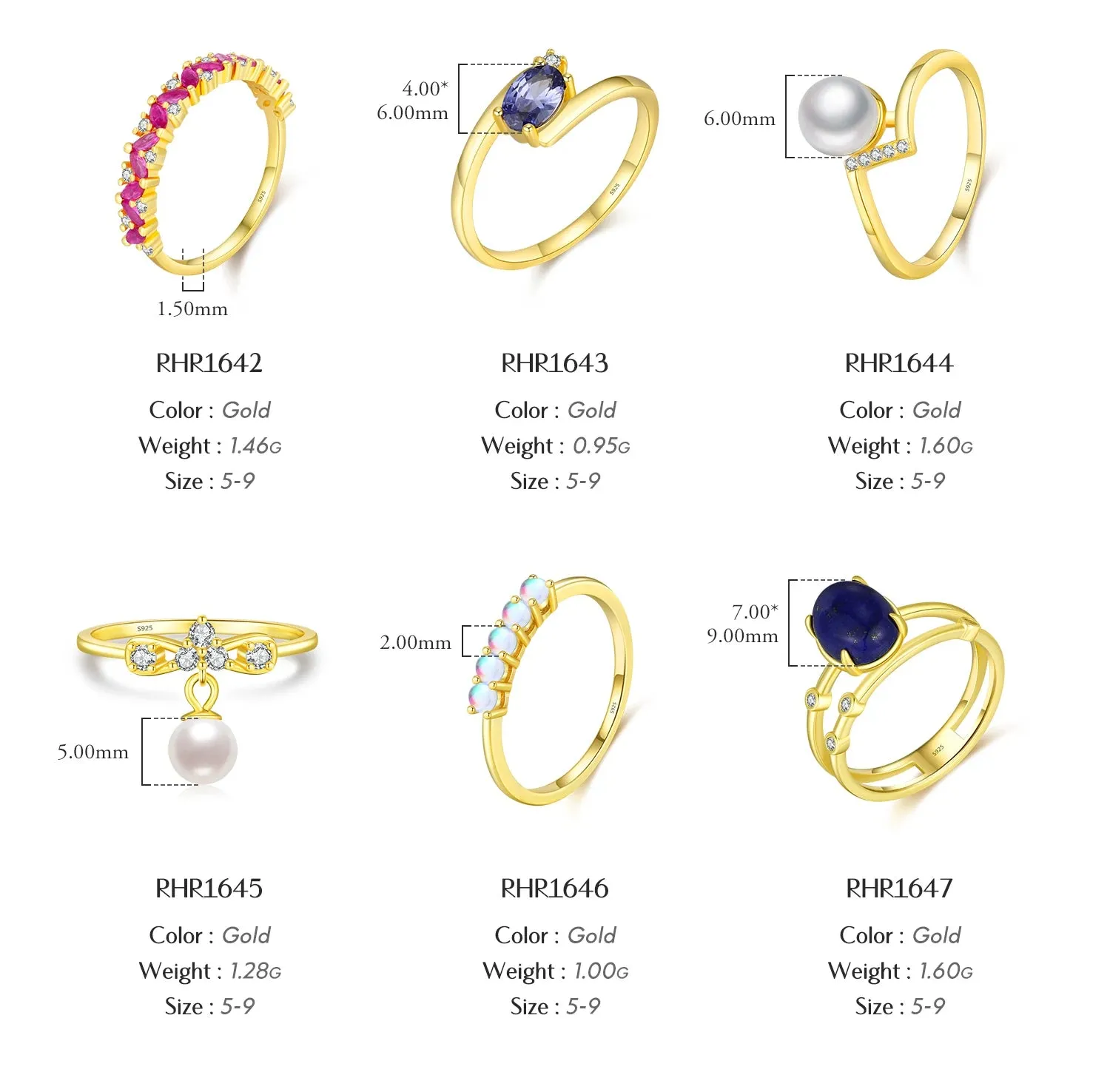 Rainbow Stackable Gold Ring