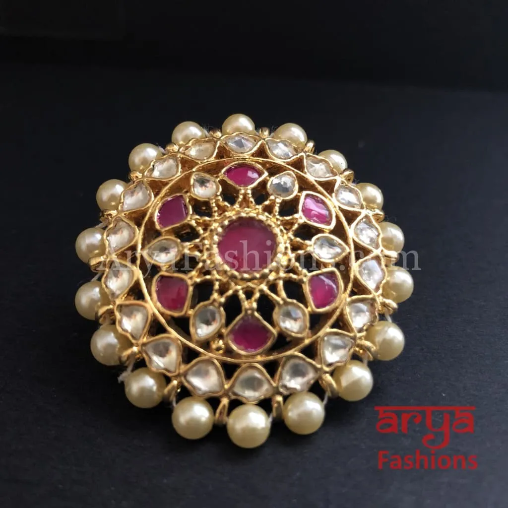 Rajwadi Kundan Jadau Bridal Ring/ Bollywood Statement Ring