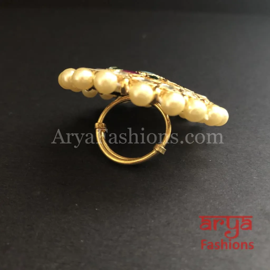 Rajwadi Kundan Jadau Bridal Ring/ Bollywood Statement Ring