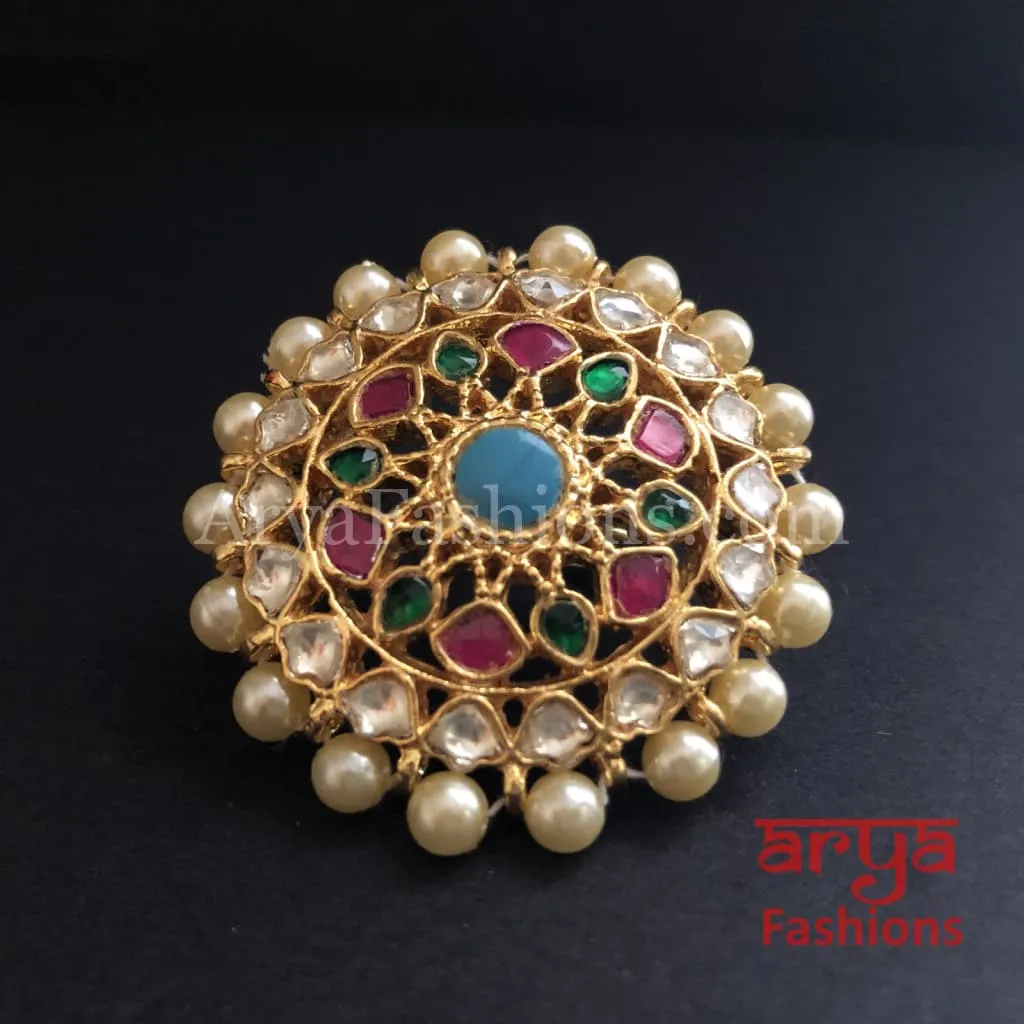 Rajwadi Kundan Jadau Bridal Ring/ Bollywood Statement Ring