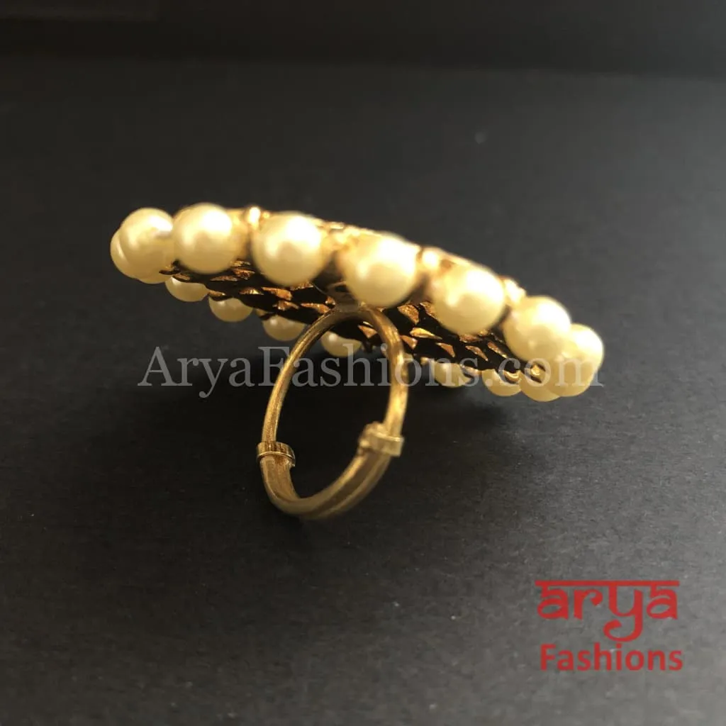 Rajwadi Kundan Jadau Bridal Ring/ Bollywood Statement Ring