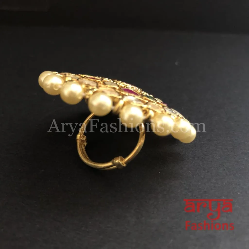 Rajwadi Kundan Jadau Bridal Ring/ Bollywood Statement Ring