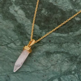Real Gold Plated Z Rose Quartz Shard Necklace