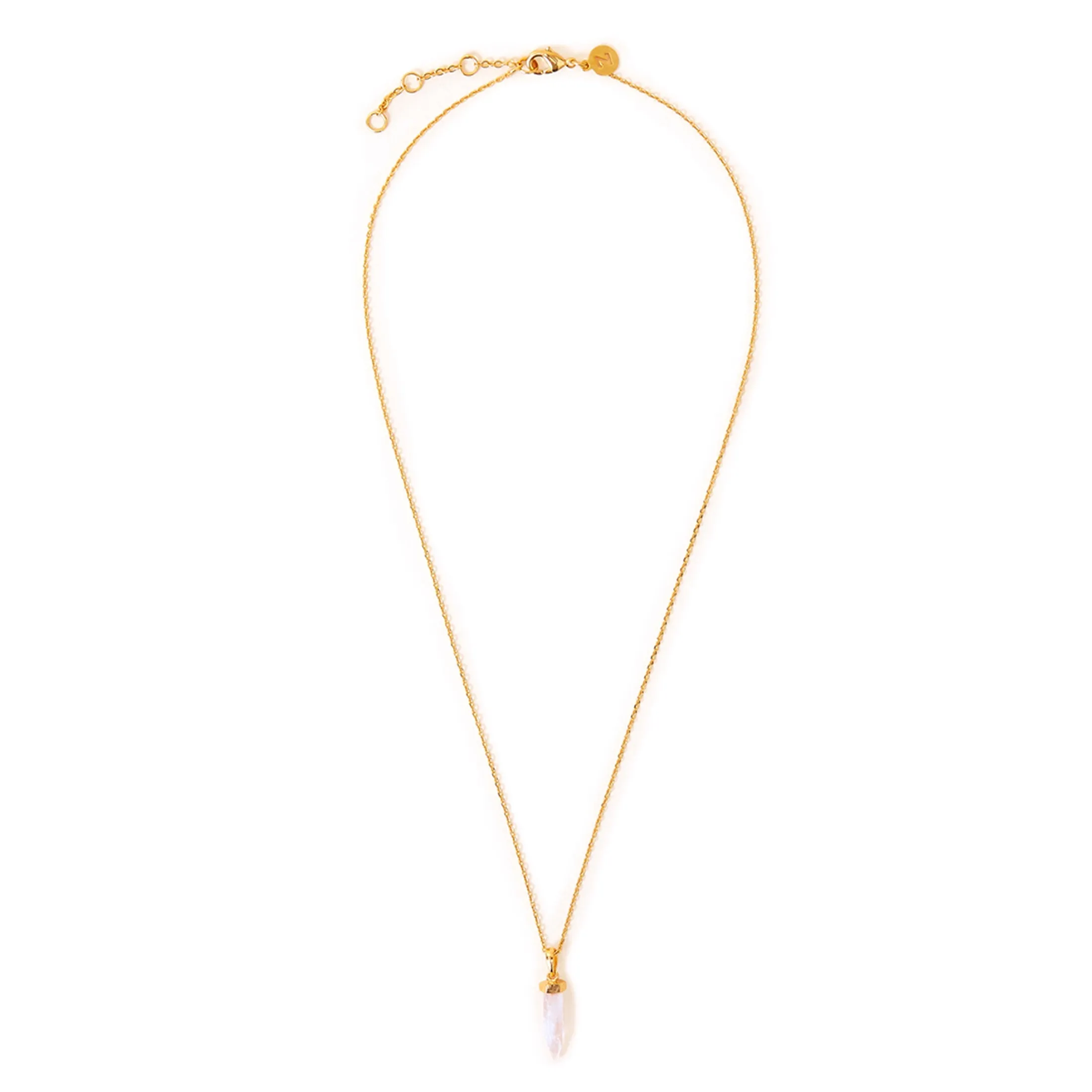 Real Gold Plated Z Rose Quartz Shard Necklace