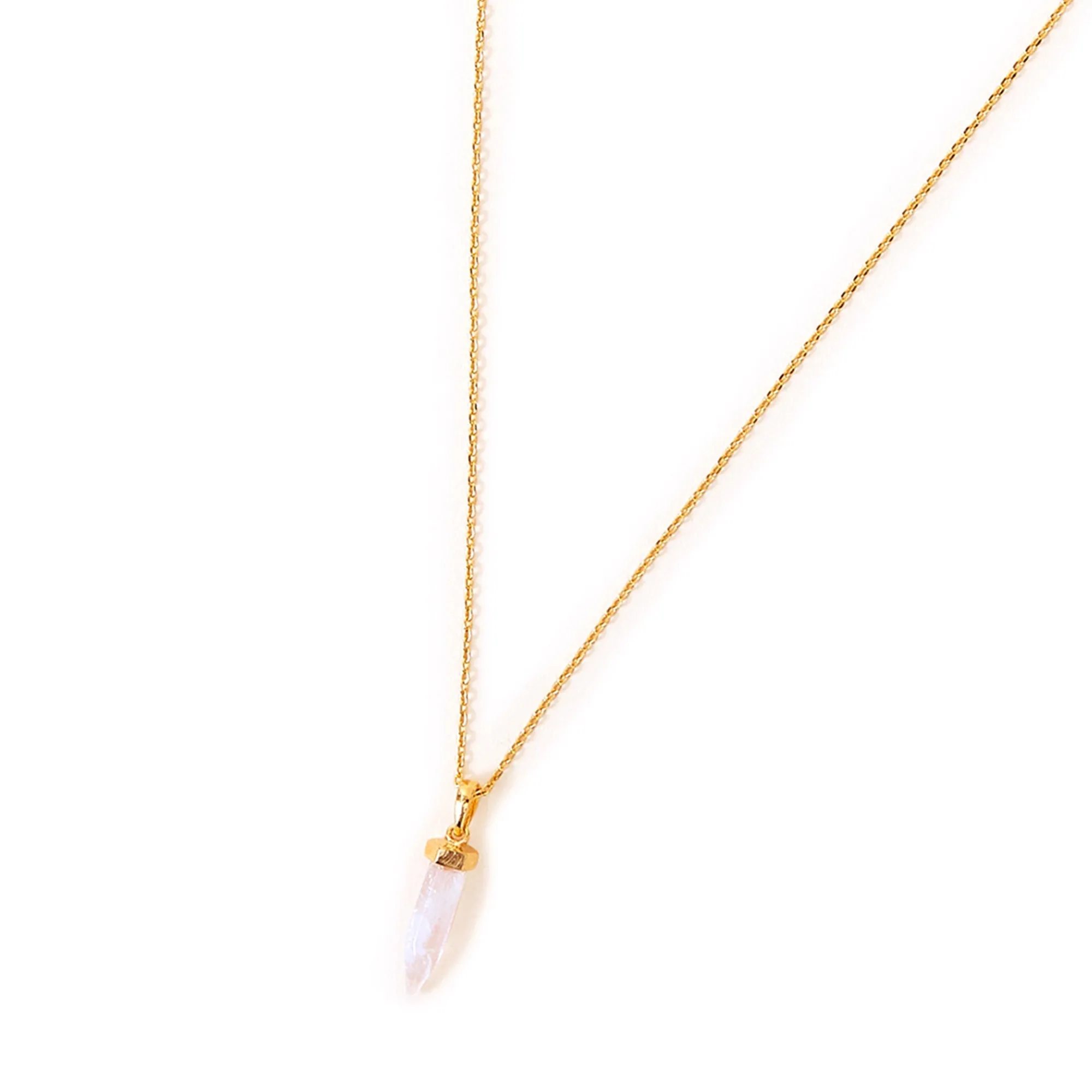 Real Gold Plated Z Rose Quartz Shard Necklace
