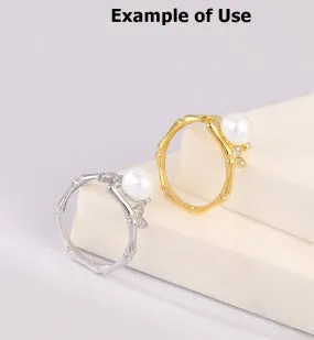 Ring Blank Pearl Setting 6.5 mm 925 Solid Sterling Silver Gold Bezel Flower Cup Adjustable For One Bead DIY Jewelry Finding Wholesale 1pc