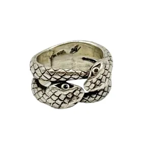 RING Sterling Silver Two-Headed Snake