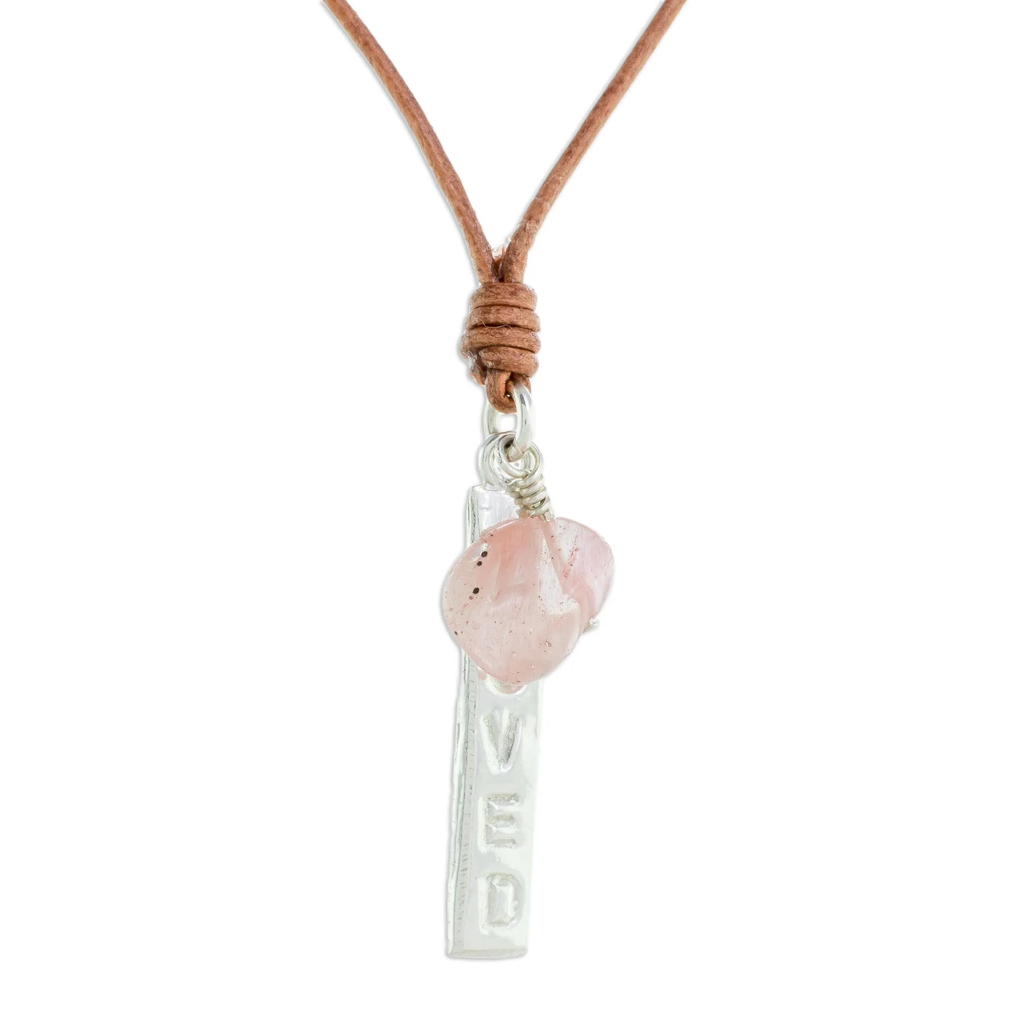 Romantic Rose Quartz Pendant Necklace from Guatemala - Loved | NOVICA