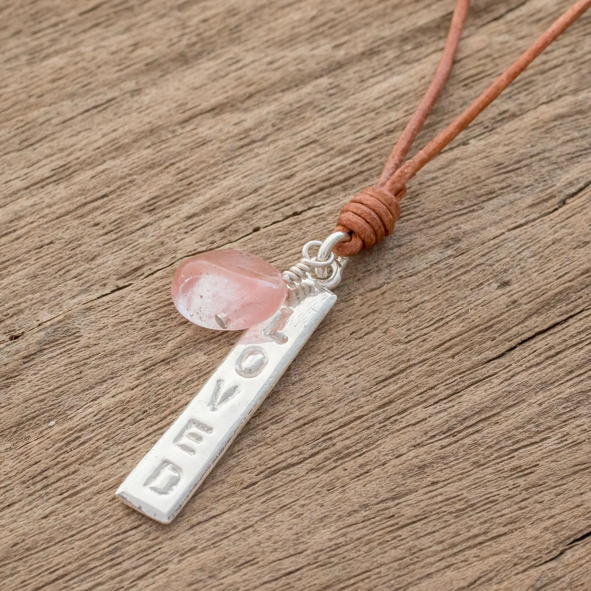 Romantic Rose Quartz Pendant Necklace from Guatemala - Loved | NOVICA
