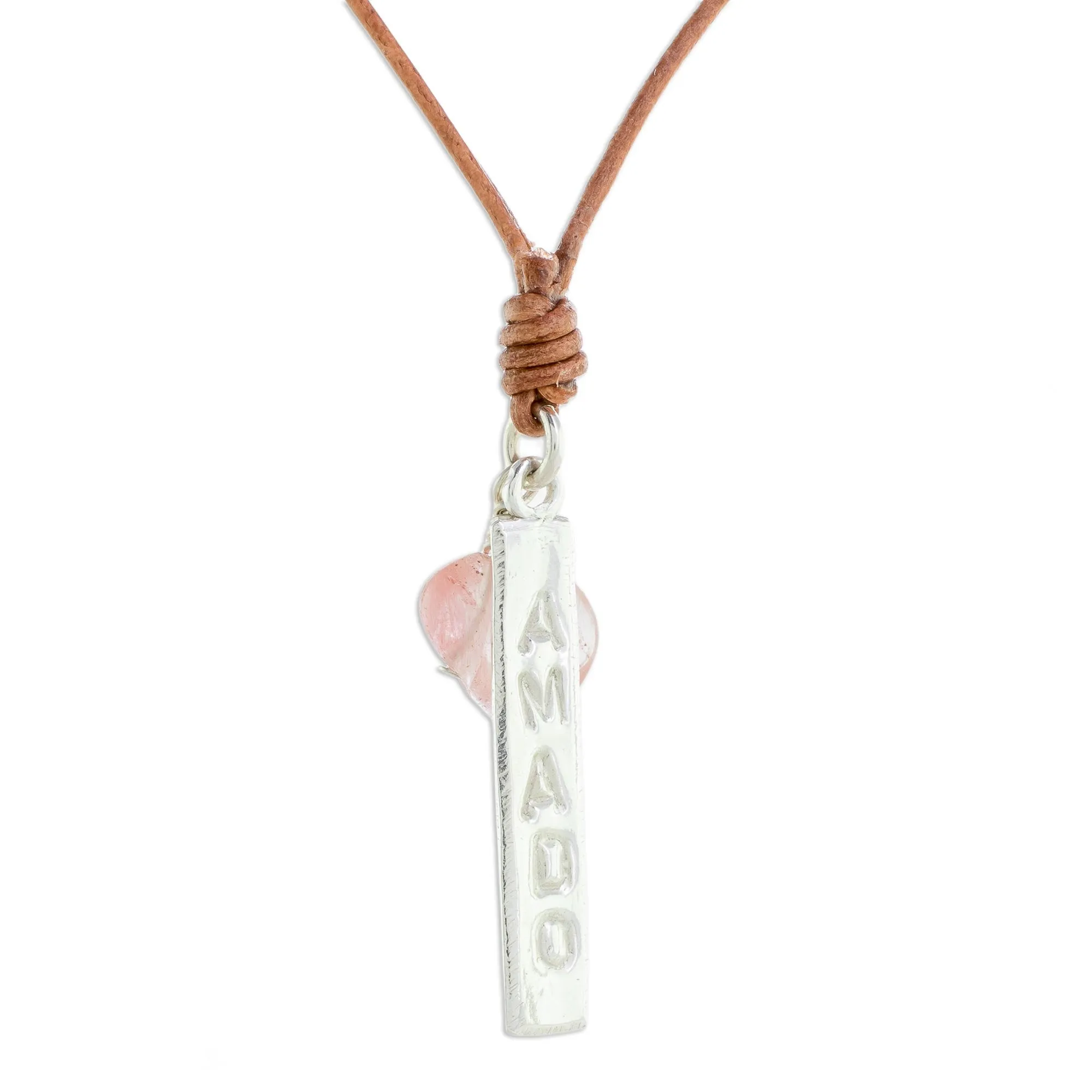 Romantic Rose Quartz Pendant Necklace from Guatemala - Loved | NOVICA