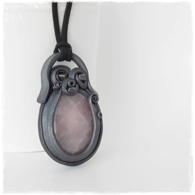 Rose Quartz & Hematite Pendant Necklace*