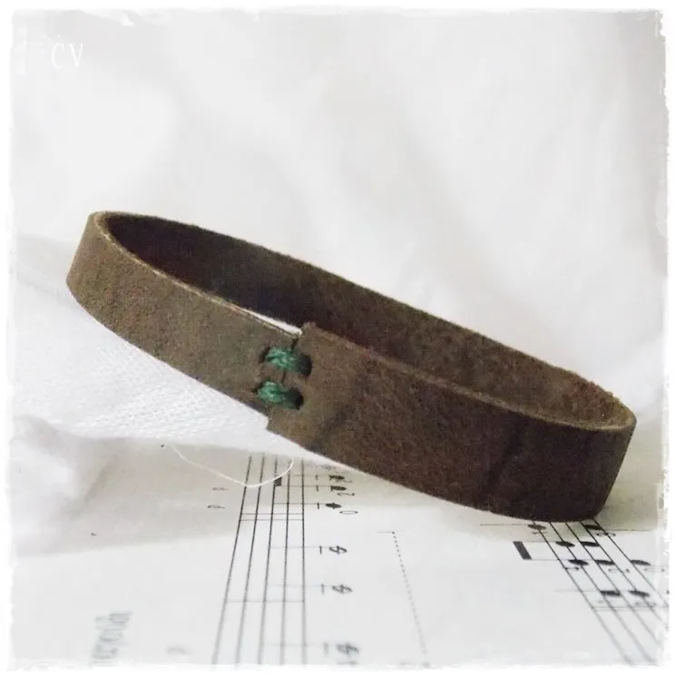 Rustic Leather Bangle Bracelet