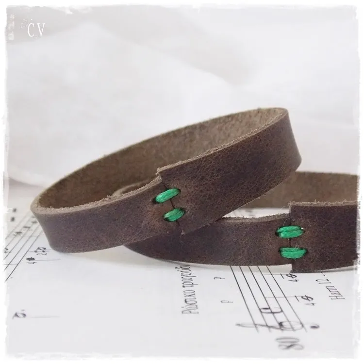 Rustic Leather Bangle Bracelet