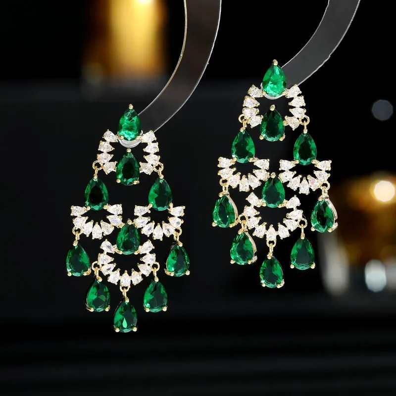 S925 Silver Needle Cubic Zircon Light Luxury Waterdrop Earrings Party Dress Wedding Earrings Wholesale LYG185
