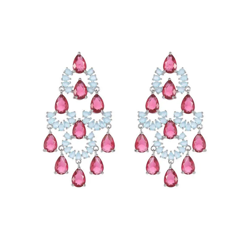 S925 Silver Needle Cubic Zircon Light Luxury Waterdrop Earrings Party Dress Wedding Earrings Wholesale LYG185