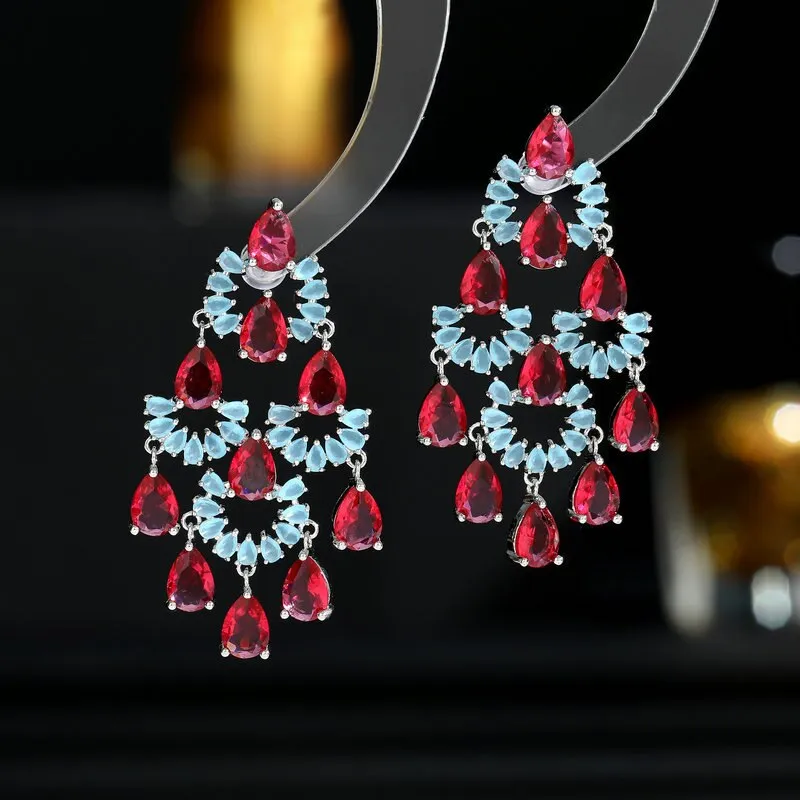 S925 Silver Needle Cubic Zircon Light Luxury Waterdrop Earrings Party Dress Wedding Earrings Wholesale LYG185