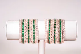 Safa Emerald Rose Gold Luxury Bridal Bangle Set By Jaipur Rose