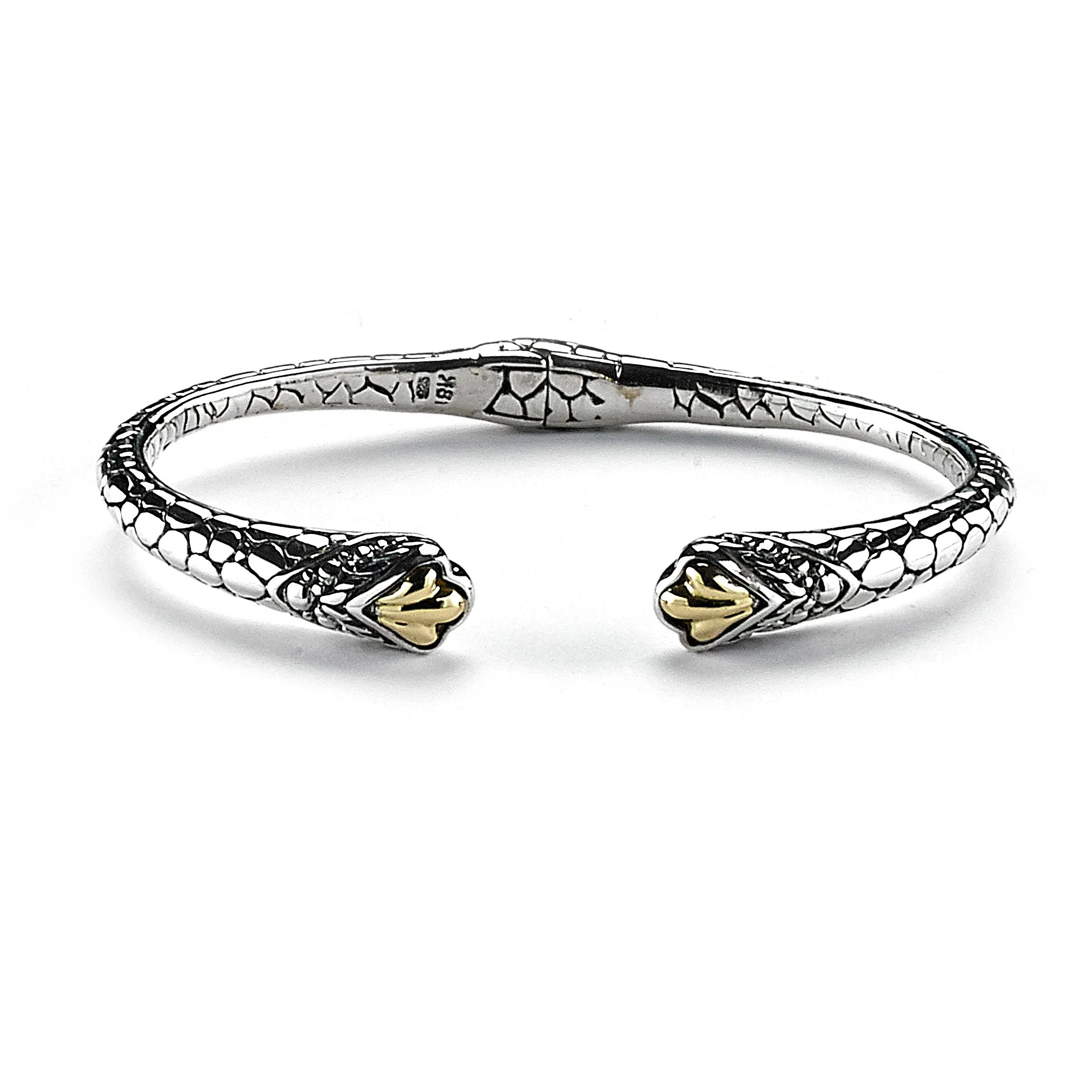 Samuel B. Sterling Silver and 18K Yellow Gold Pebble Design Bangle, Medium (92368)