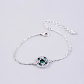 Silver Emerald May Birthstone Hugs & Kisses Bracelet