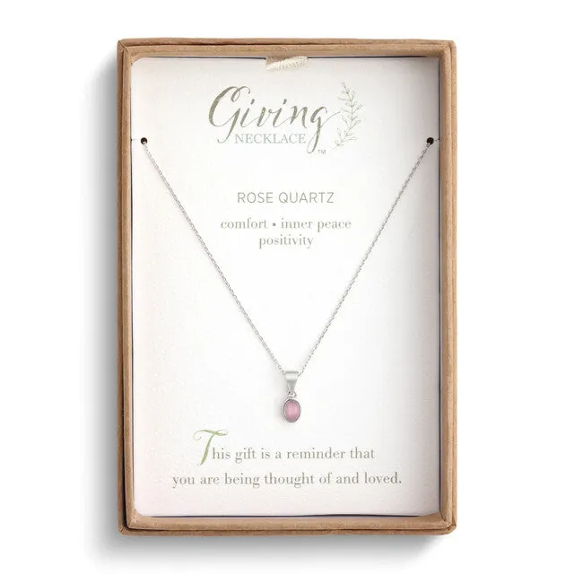 SILVER GIVING NECKLACE ROSE QUARTZ