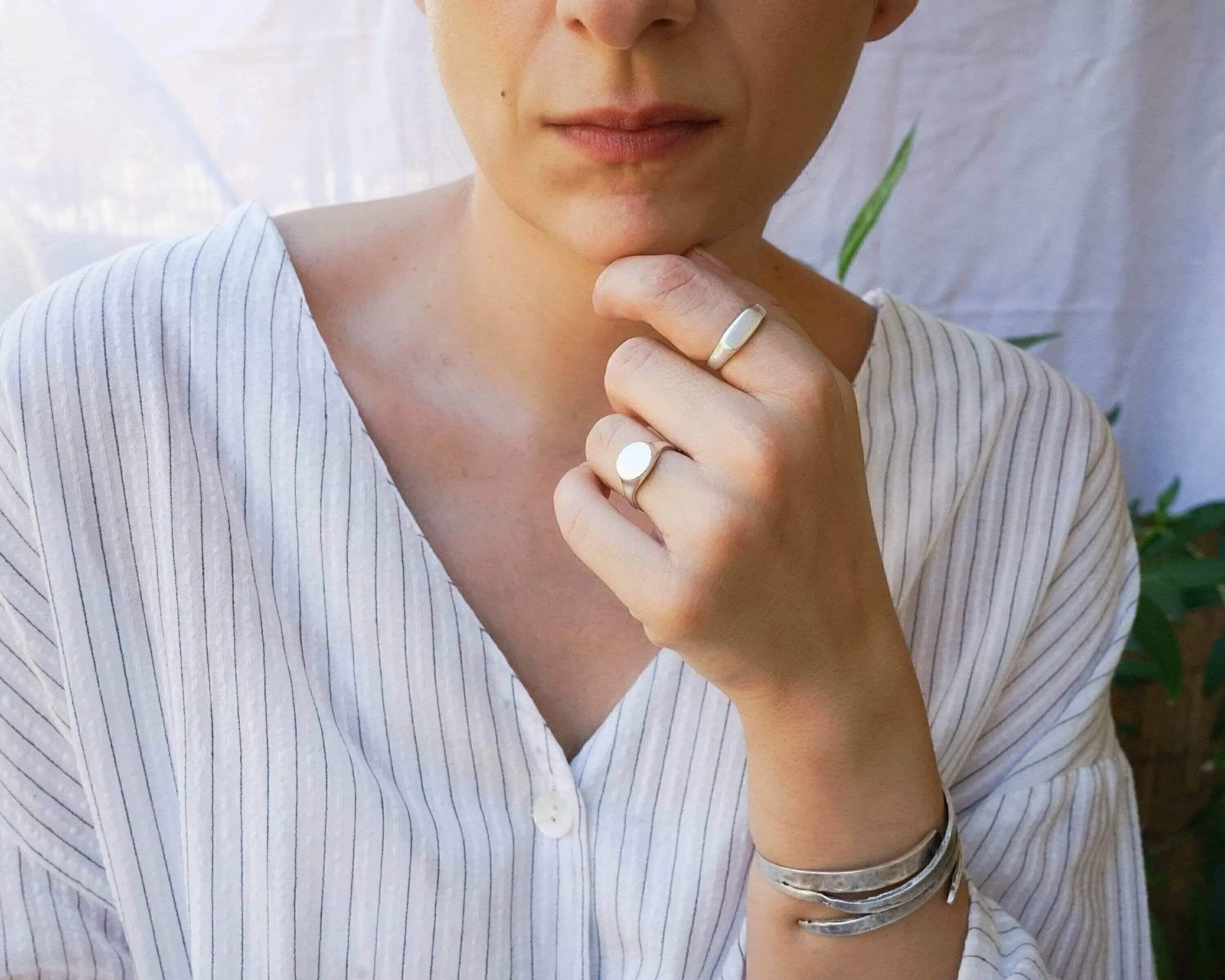 Silver Rectangular Signet Ring