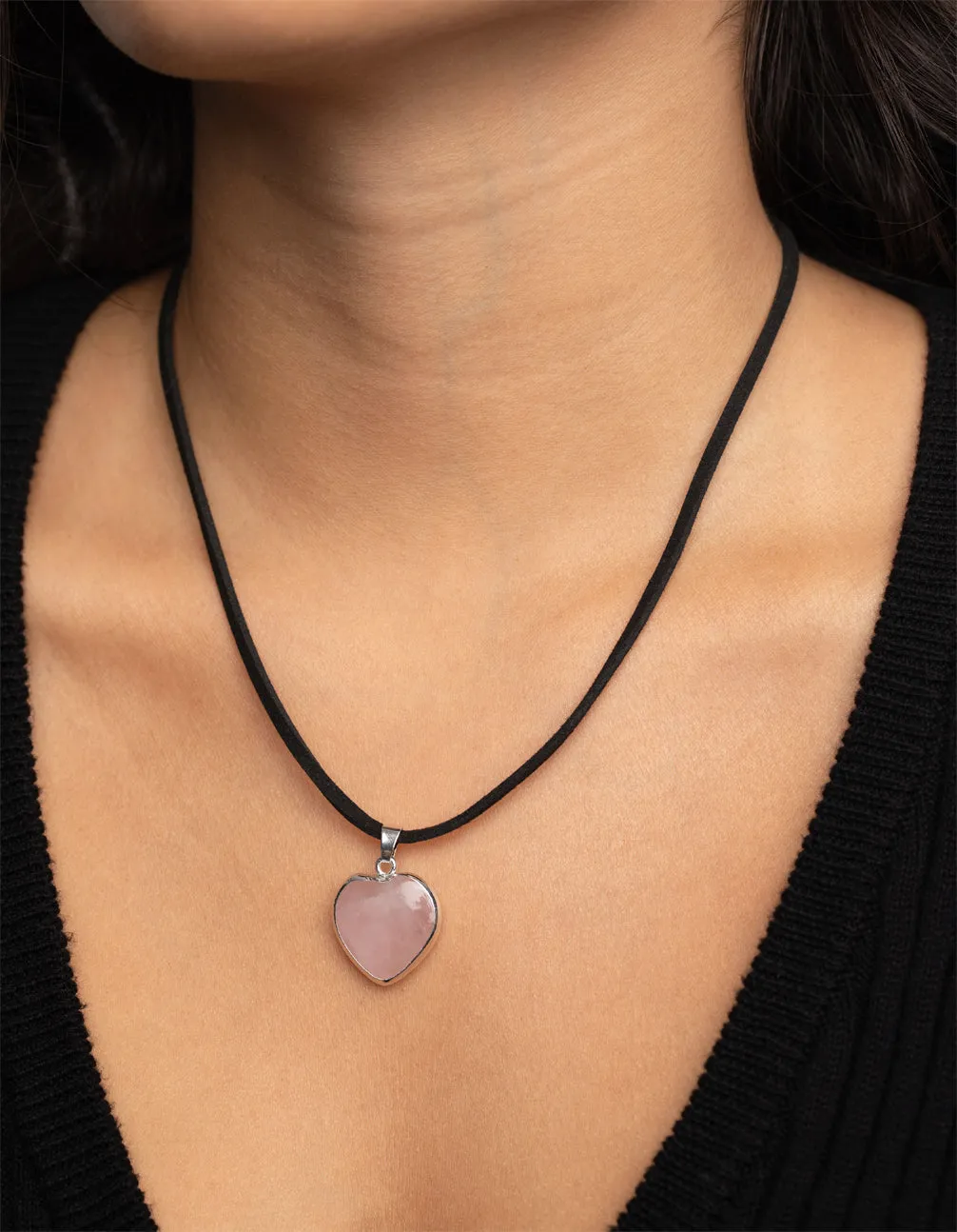 Silver Rose Quartz Rope Necklace